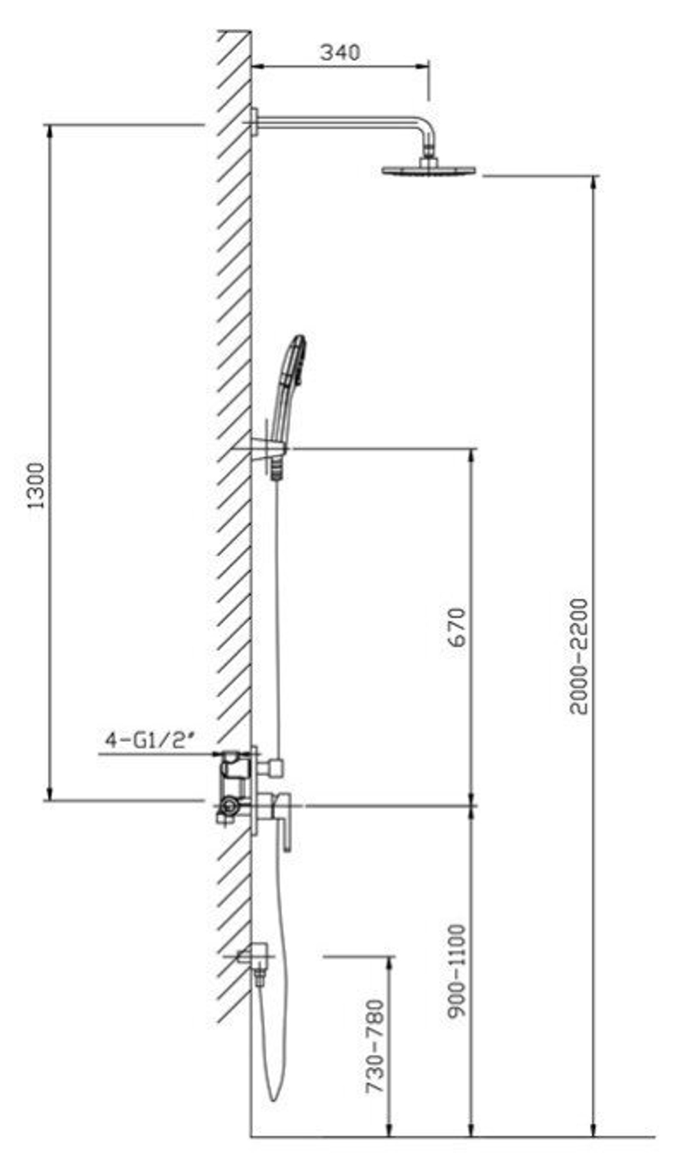 Душевой комплект Timo Selene SX-2069/00 SM1013, 2-х режимная, хром
