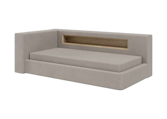 Диван-кровать Cube c нишей L (бежевый, рогожка)