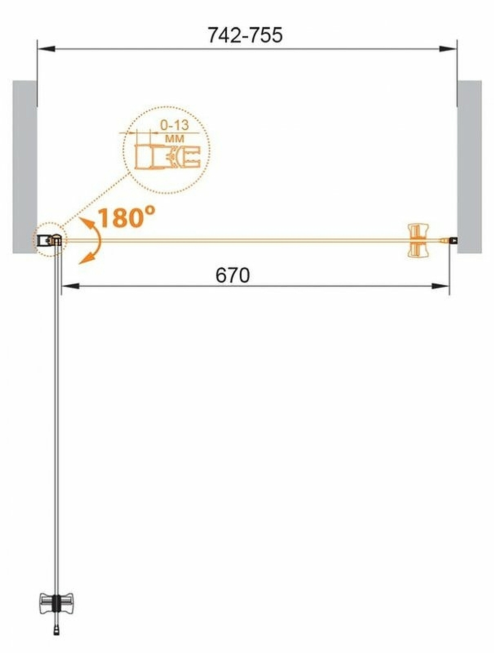 Душевая дверь Cezares Eco 75 ECO-O-B-1-75-P-Cr профиль Хром стекло рифленое