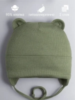 Шапка детская с ушками на завязках на осень