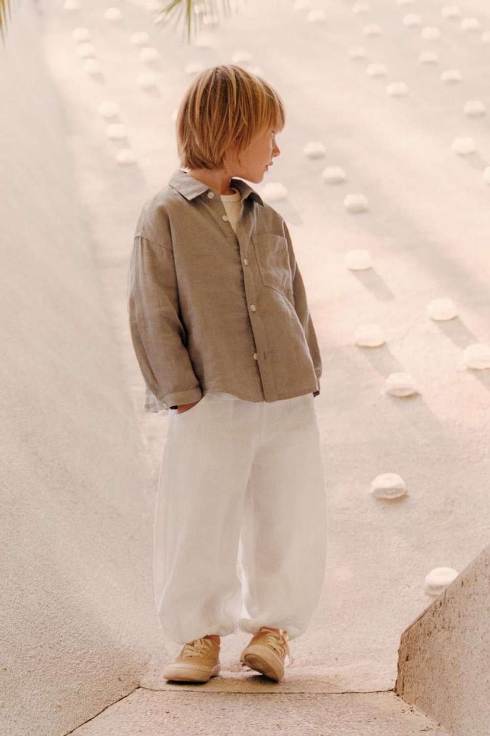 ZARA БРЮКИ-ДЖОГГЕРЫ ИЗ 100% ЛЬНА —TIMELESZ, БЕЛЫЙ