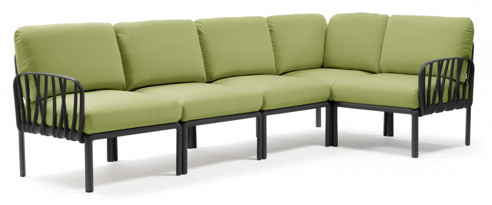 Диван пластиковый с подушками Nardi Komodo 5, антрацит, авокадо