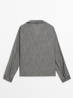 Massimo Dutti Рубашка из хлопка с принтом, серый