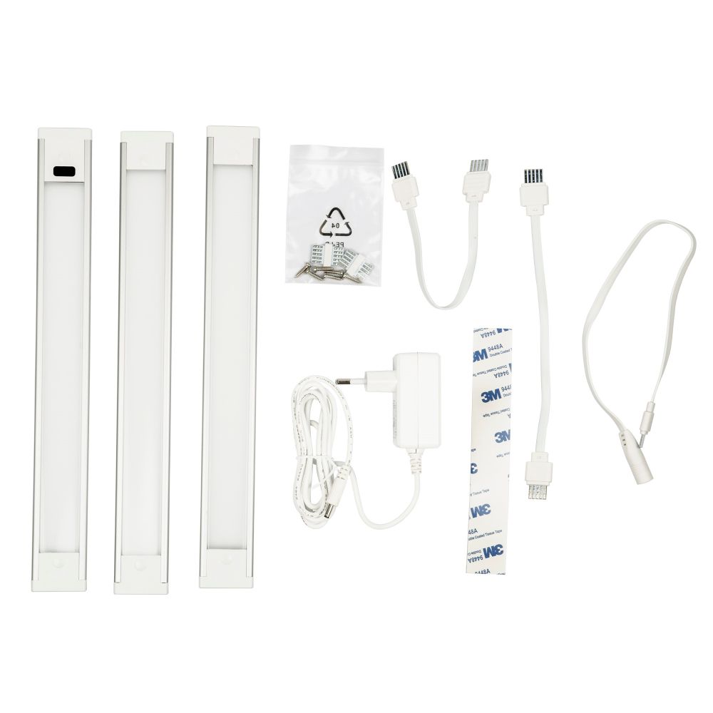 ULM-F44-3x3W-4500K-DIM SENSOR IP20 SILVER Светильники светодиодные для мебели. набор из 3-х шт. 300x35x6.5мм. 3x150Lm.ТМ Uniel