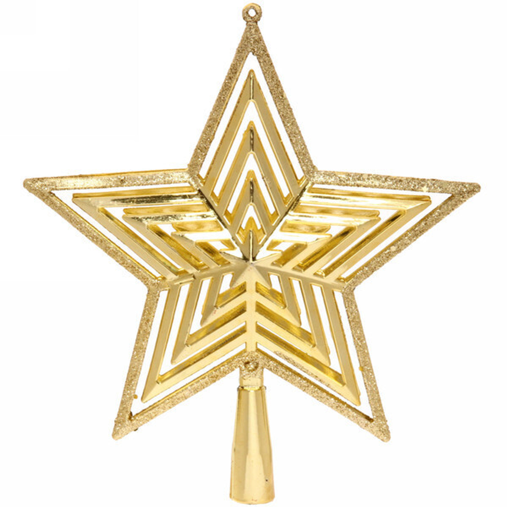 Звезда на ёлку 20см «Полоса объемная» золото