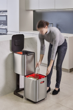 Контейнер для мусора с двумя баками Totem Compact 40 л нержавеющая сталь, Joseph Joseph