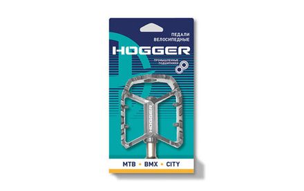 Педали HOGGER MTB алюминиевые, 109x90мм, резьба 9/16", промподшипники, серые