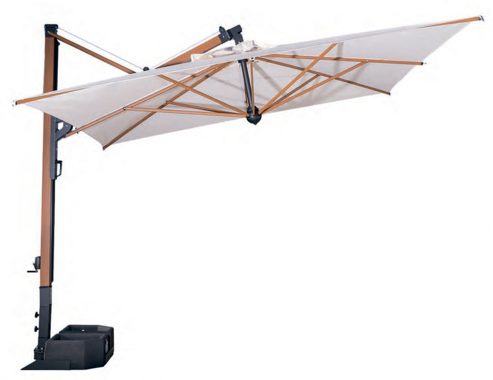 Зонт профессиональный 3х4 м Scolaro Galileo Wood, имитация ироко, слоновая кость