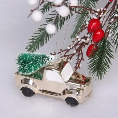 Ёлочная игрушка «Новогодний экспресс» 4*9*11 см, шампань