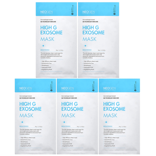 Neogen, Маска с экзосомами с высоким содержанием G, осветляющая, 5 шт. В упаковке, 39 г (1,37 унции)