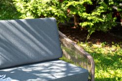 "Канны" лаунж-зона 4-местная из роупа со столом "Верона" (серый гранит), каркас алюминиевый коричневый, роуп коричневый