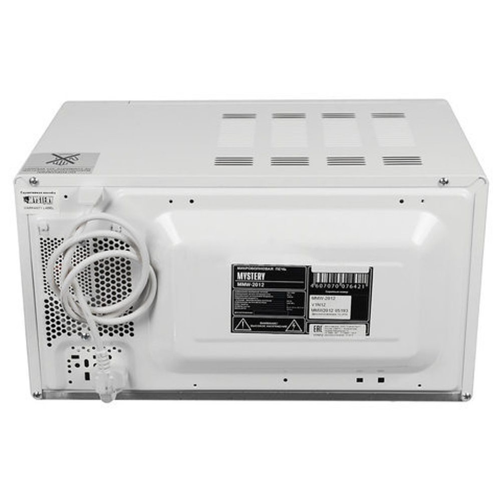 Микроволновая печь MYSTERY MMW-2012, объем 20 л, мощность 800 Вт, механическое управление, таймер, белая