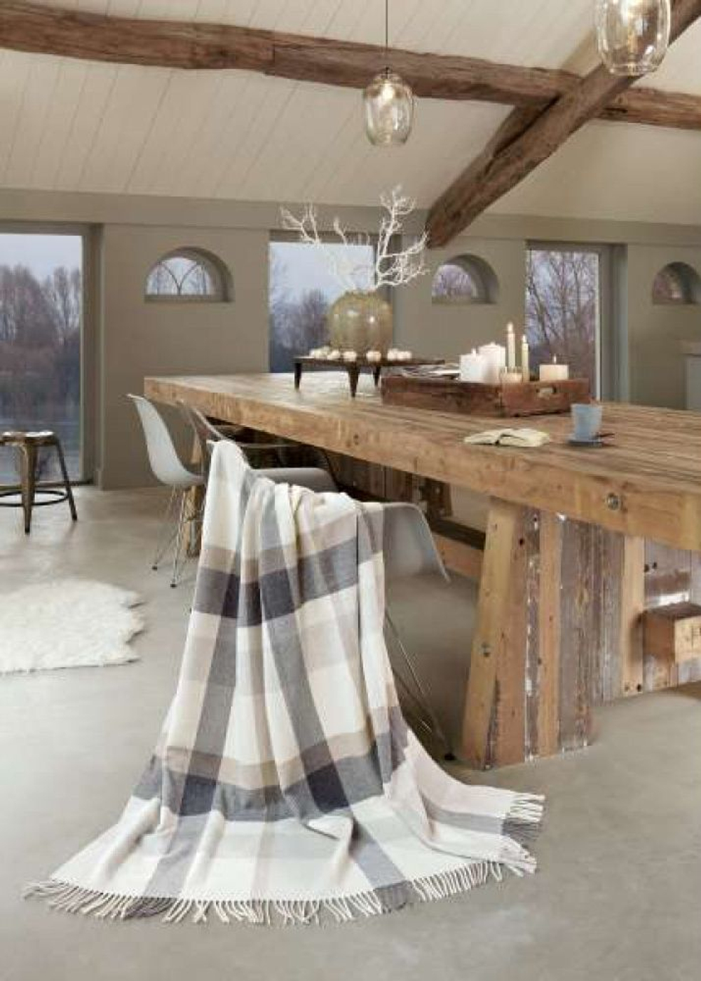 Плед 130х170 Biederlack Sage Tones Chek Wool фото