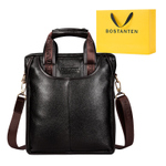 BOSTANTEN Top Grain Cow Leather With Synthetic Leather Portable Briefcase Small Men"s Black/Coffee