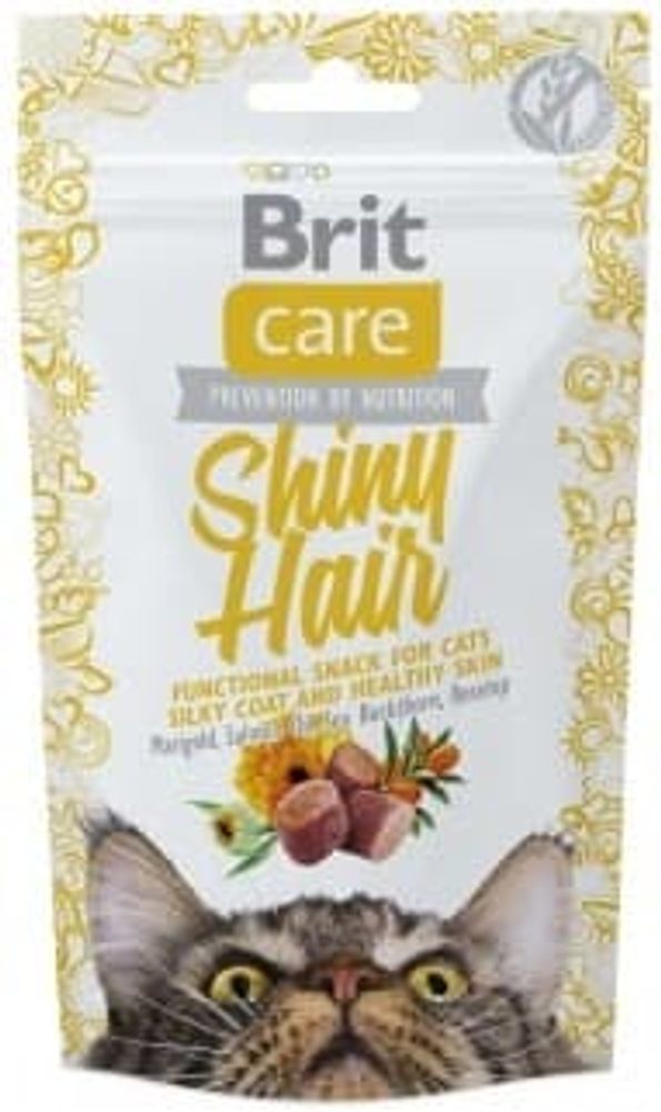 Brit Care лакомство для кошек Shiny Hair для блестящей шерсти, 50 г