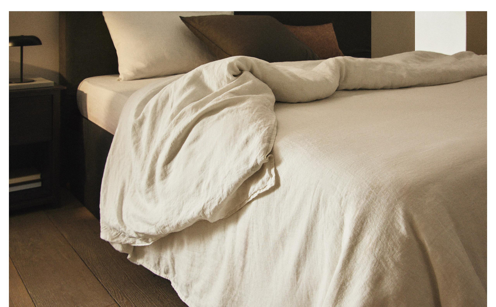 Пододеяльник Zara Home хлопок, лён 100%, однотонный, 6150/088
