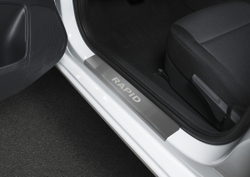 Накладки на пороги Rival для Skoda Rapid I, II 2012-2020 2020-н.в., нерж. сталь, с надписью, 4 шт., NP.5104.3