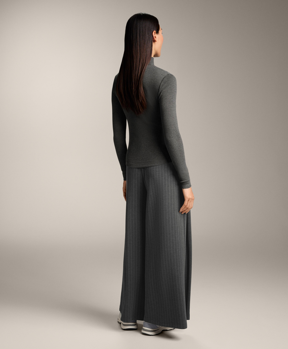 Oysho Футболка Base Layer в рубчик с высоким воротником и лиоцеллом, темно-серый