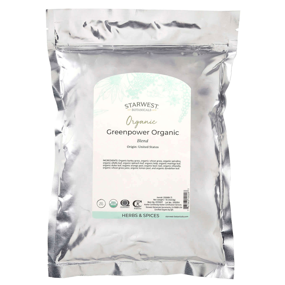 Starwest Botanicals, Органическая зеленая смесь, 1 фунт (453,6 г)