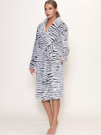 Длинный халат с хищным принтом (Размер: M) (Цвет: серый)