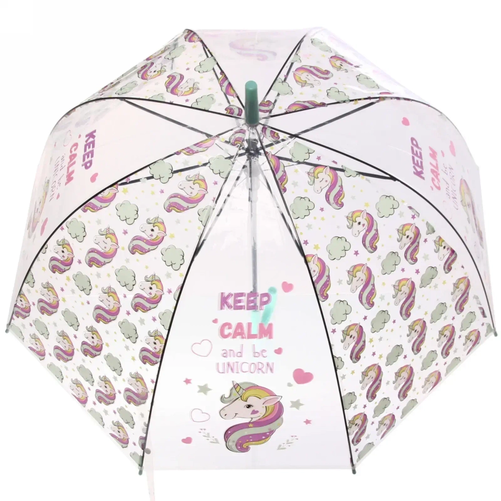 Зонт-трость женский купол «Единорог» микс 4 цвета, 8 спиц, d-82см, длина в слож. виде 82см