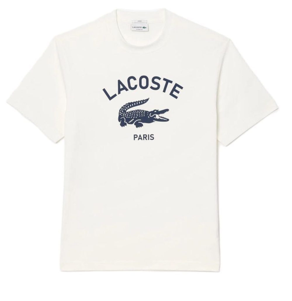Теннисная футболка Lacoste Signature Print Cotton - white