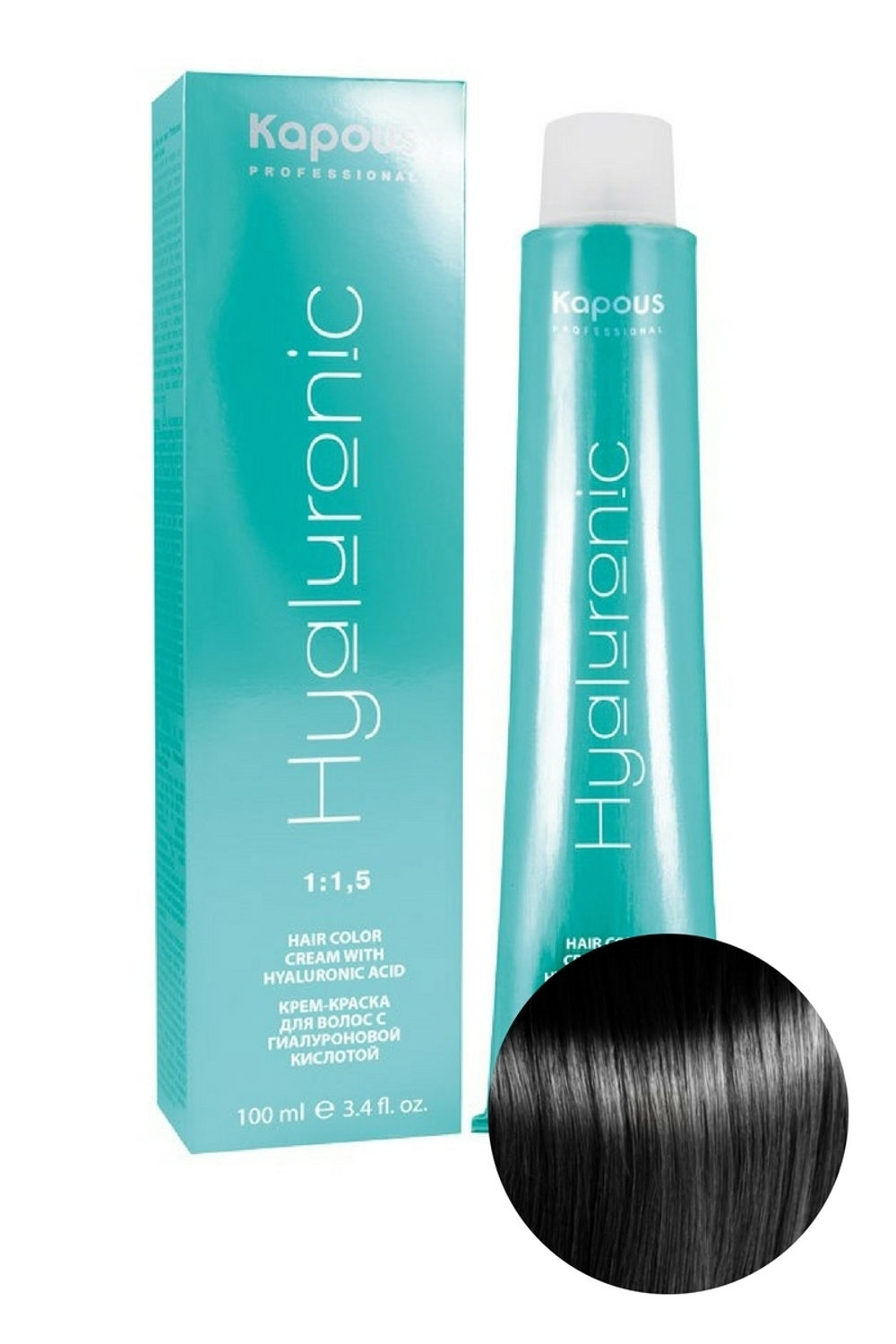 HY 1.0 Черный Крем-краска с Гиалуроновой кислотой “Hyaluronic acid” 100мл