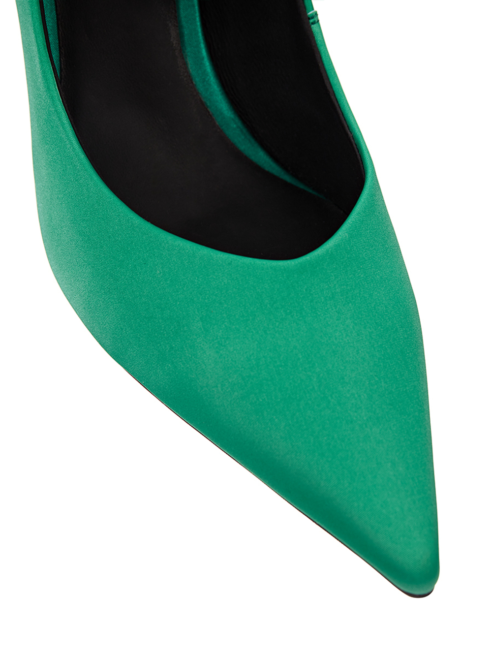 Женские кожаные туфли зелёные с камнями