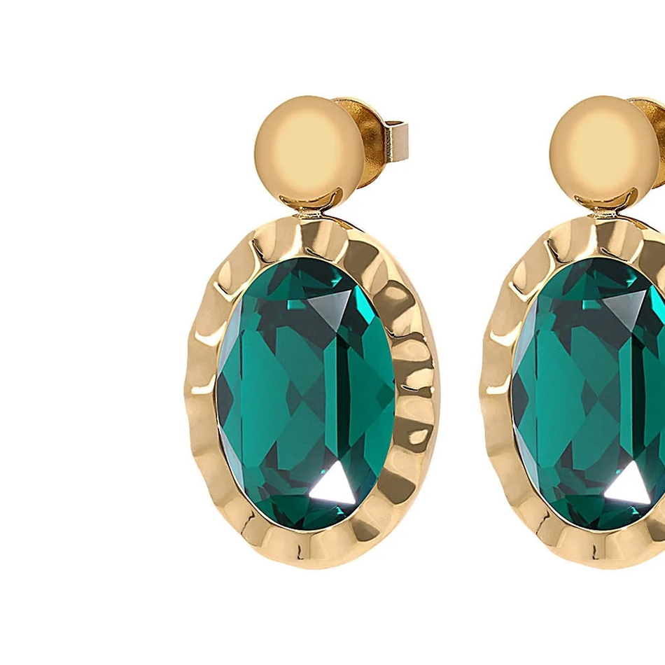 Серьги Qudo TIVOLA UNICA big (G/P) Emerald 2,65 cm 332049
