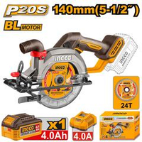 Аккумуляторная циркулярная пила BL 20B 140мм. 1хАКБ 4Ач и ЗУ 4А INGCO CSLI14023 INDUSTRIAL