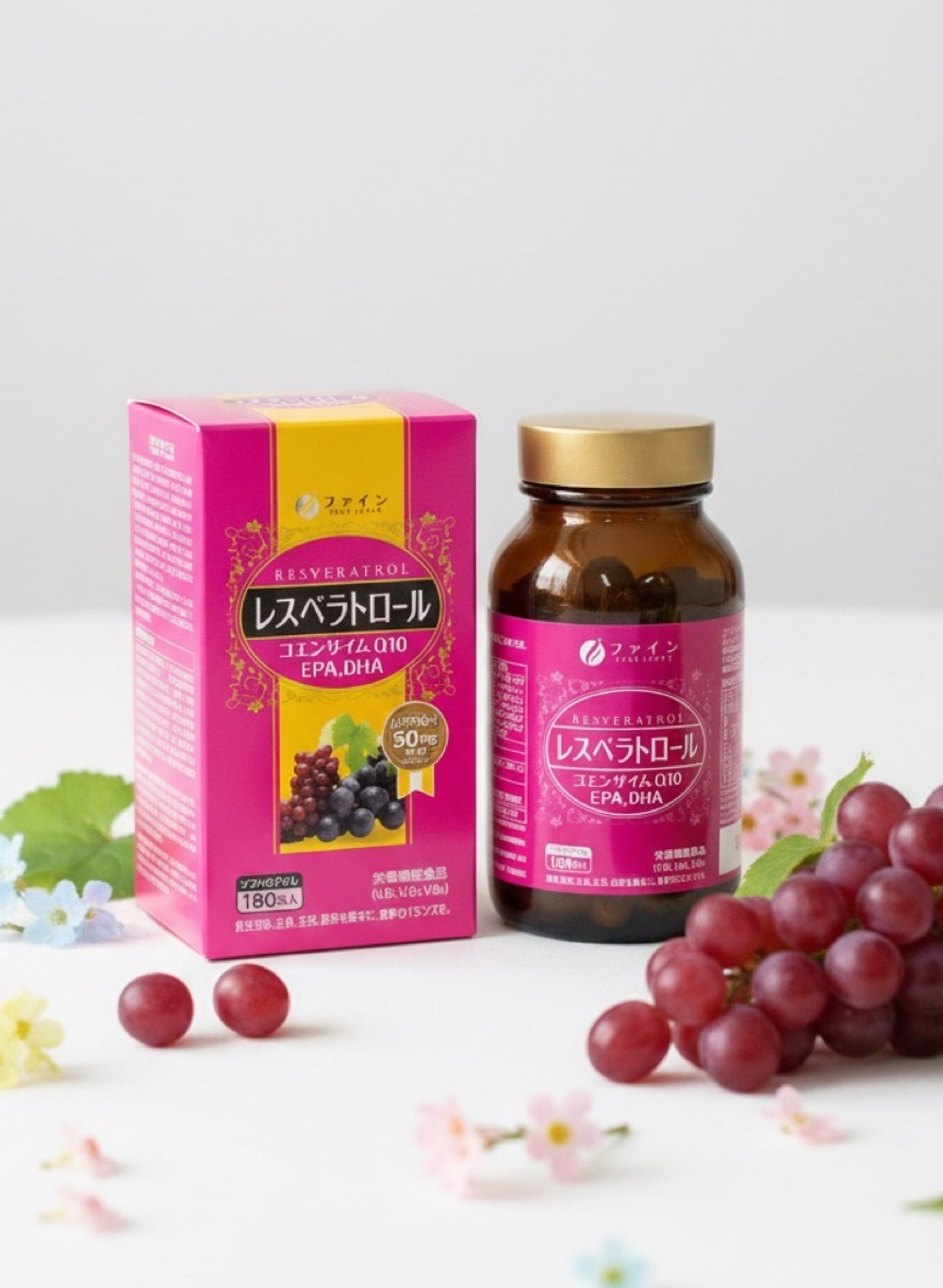 Fine Japan Resveratrol Комплекс с ресвератролом, Омега-3 и коэнзимом Q10 "Сердце и иммунитет"