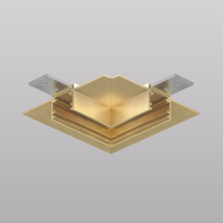 Угловой элемент трека SHINE HIDE для ГКЛ 12,5 мм, 90°, потолок–потолок, сатинированная латунь, алюминий