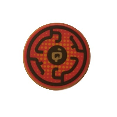 Плитка круглая с черными круговыми линиями на красном фоне 14769pb207