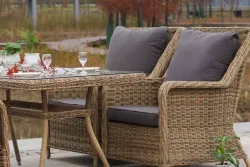 "Гляссе" обеденная группа из искусственного ротанга, цвет соломенный