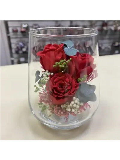 натуральные кустовые розы в стекле, вакуум*