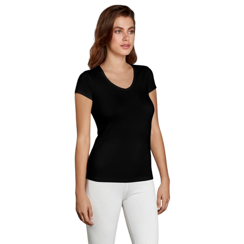 Женское термобелье футболка с V-образным вырезом черная Doreanse Thermalwear 8580