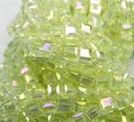 БВ004ДС4 Хрустальные бусины квадратные, цвет: лимонный AB прозрачный, размер 4 мм, кол-во: 44-45 шт.