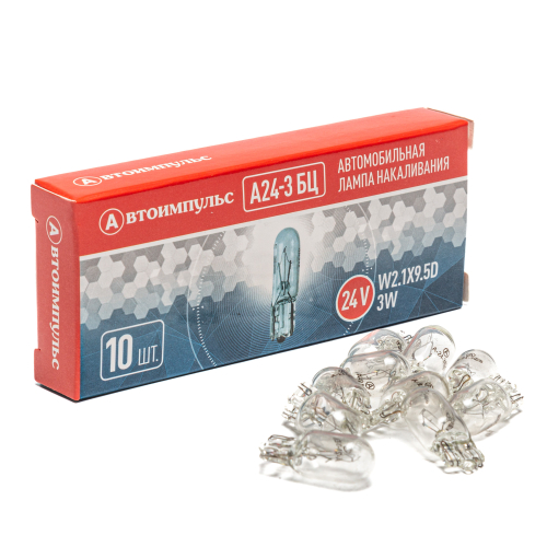 Автолампа накаливания W3W, 24 В, 3 Вт, W2.1X9.5D (бесцокольная)