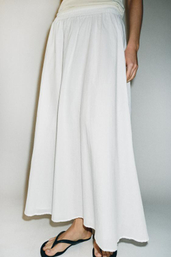 ZARA ЮБКА-НАКИДКА МИДИ, БЕЛЫЙ