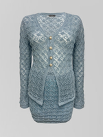 Костюм Luna style вязаный однотонный из кофточки на пуговицах и короткой юбки