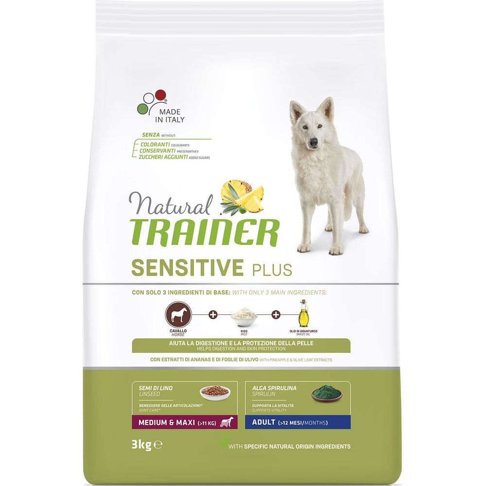 Сухой корм Trainer Natural SENSITIVE PLUS гипоаллергенный рацион для взрослых собак средних и крупных пород с кониной 3 кг