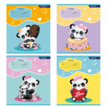 Тетрадь 12л., линия, Alingar, скрепка, блок офсет, 100% белизна, мелованный картон (стандарт), "Милая панда"