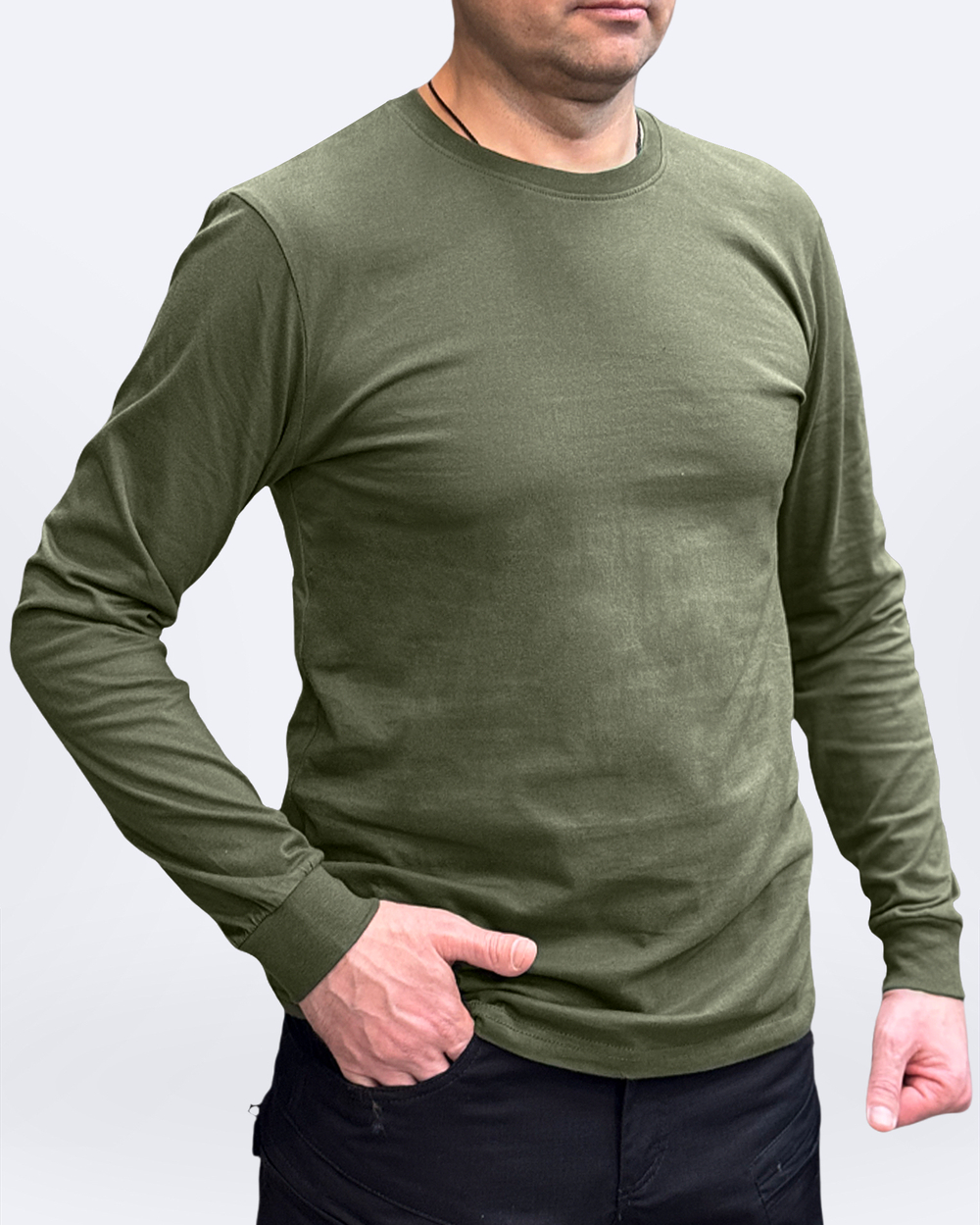 Футболка лонгслив с длинным рукавом олива