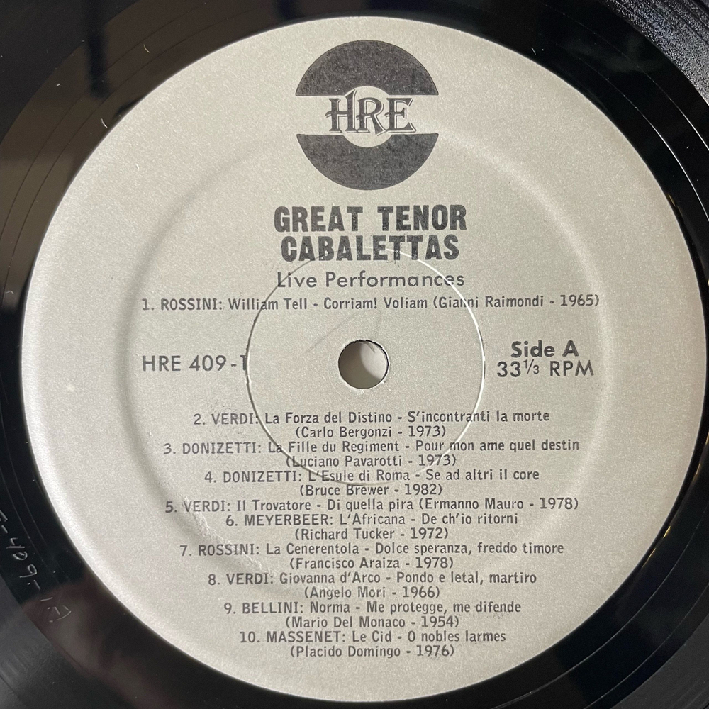 Винтажная виниловая пластинка LP Placido Domingo, Luciano Pavarotti, Great Tenor Cabalettas (США 1980)