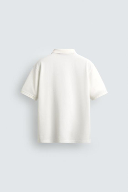 ZARA X AARON LEVINE ПОЛО ПИКЕ С ЭФФЕКТОМ ПОТЕРТОСТИ, ЭКРЮ