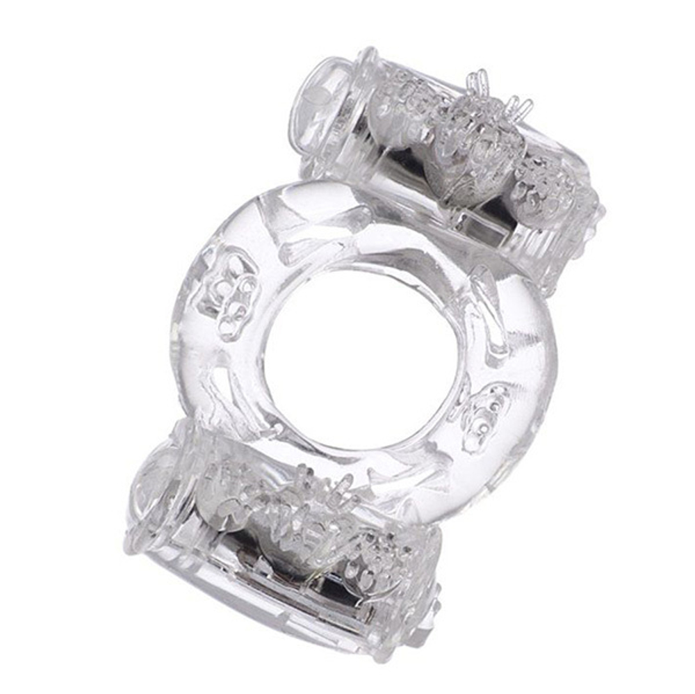 Прозрачное виброкольцо с двумя вибропульками ToyFa Basic 818033-1