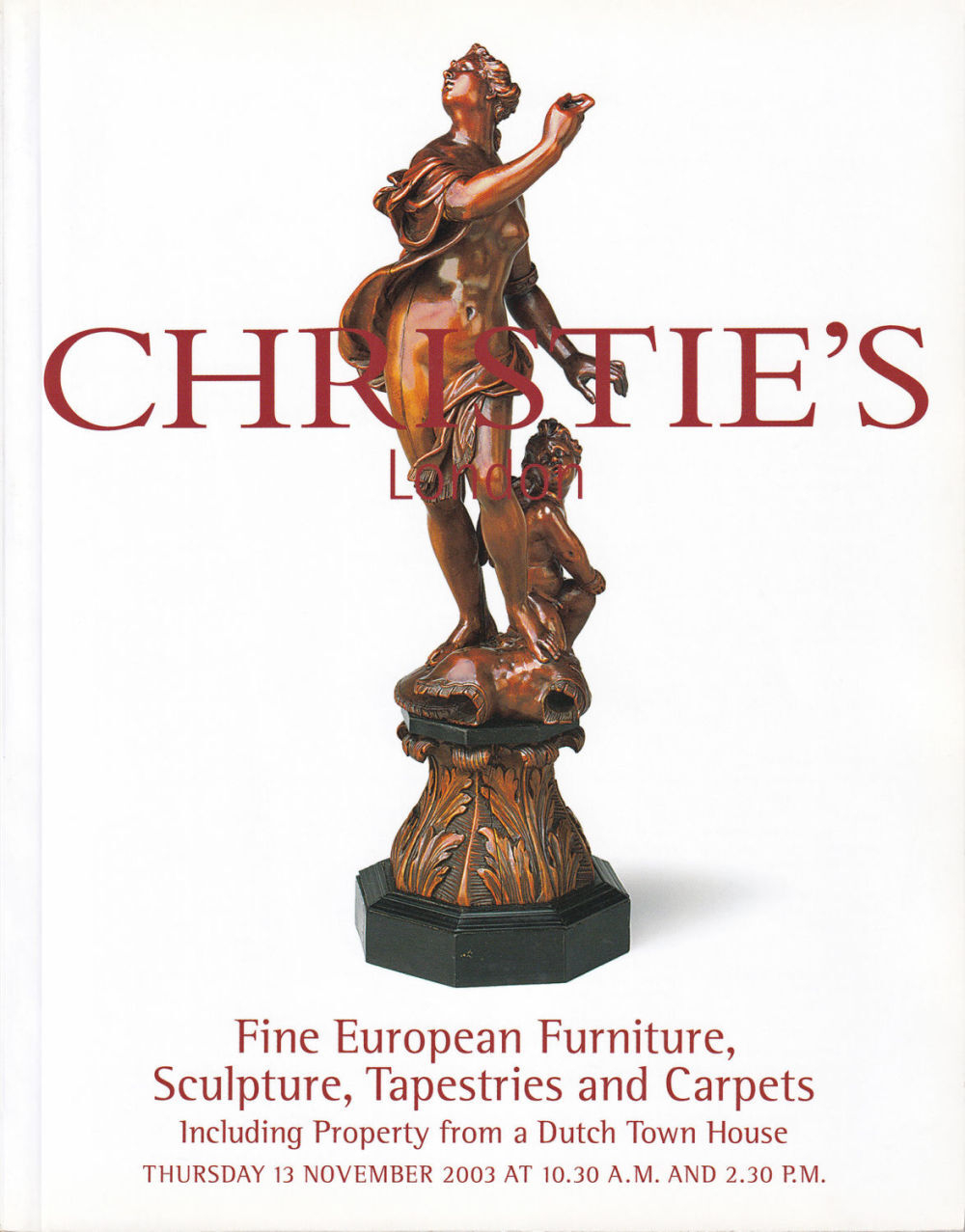 Каталог аукциона Christie’s, Лондон, Шедевры европейской мебели, скульптура, гобелены и ковры от 13 ноября 2003 года