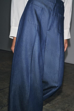 ZARA БРЮКИ С ВЫСОКОЙ ПОСАДКОЙ — LIMITED EDITION, МОРСКОЙ СИНИЙ