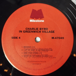 Винтажная виниловая пластинка LP Charlie Byrd In Greenwich Village (USA 1978)