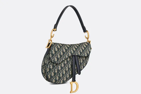 Сумка Dior Saddle с ремнем синий